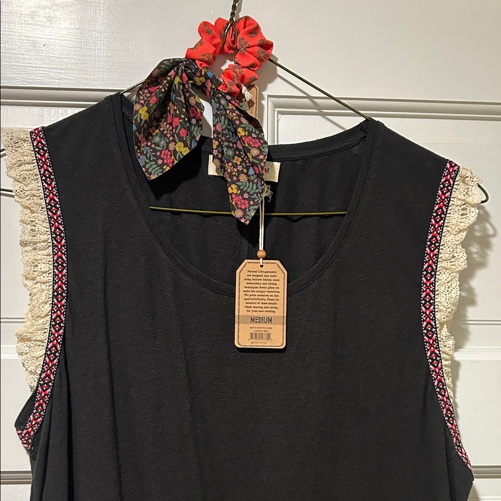 Natural Life Black dress with Lace and Red Accents plus bonus hair tie- NWT - Picture 2 of 6